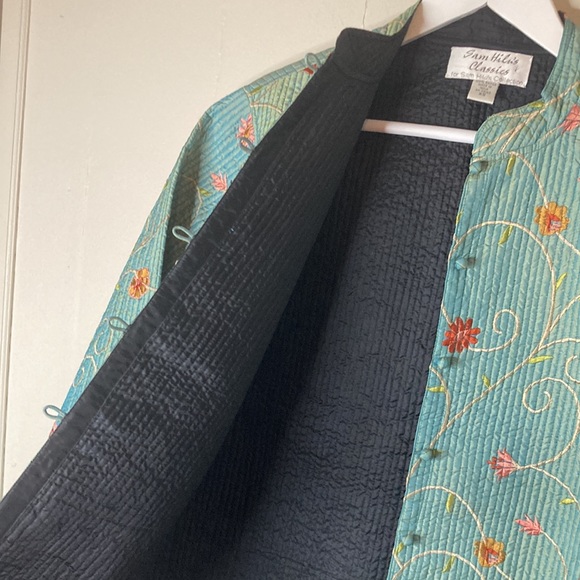 SAM’S HILU’S classic’s silk embroidered quilted reversible jacket NWOT XS - Picture 3 of 12